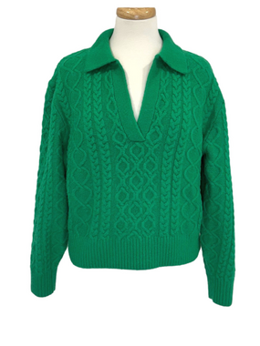H&M green cable knit sweater